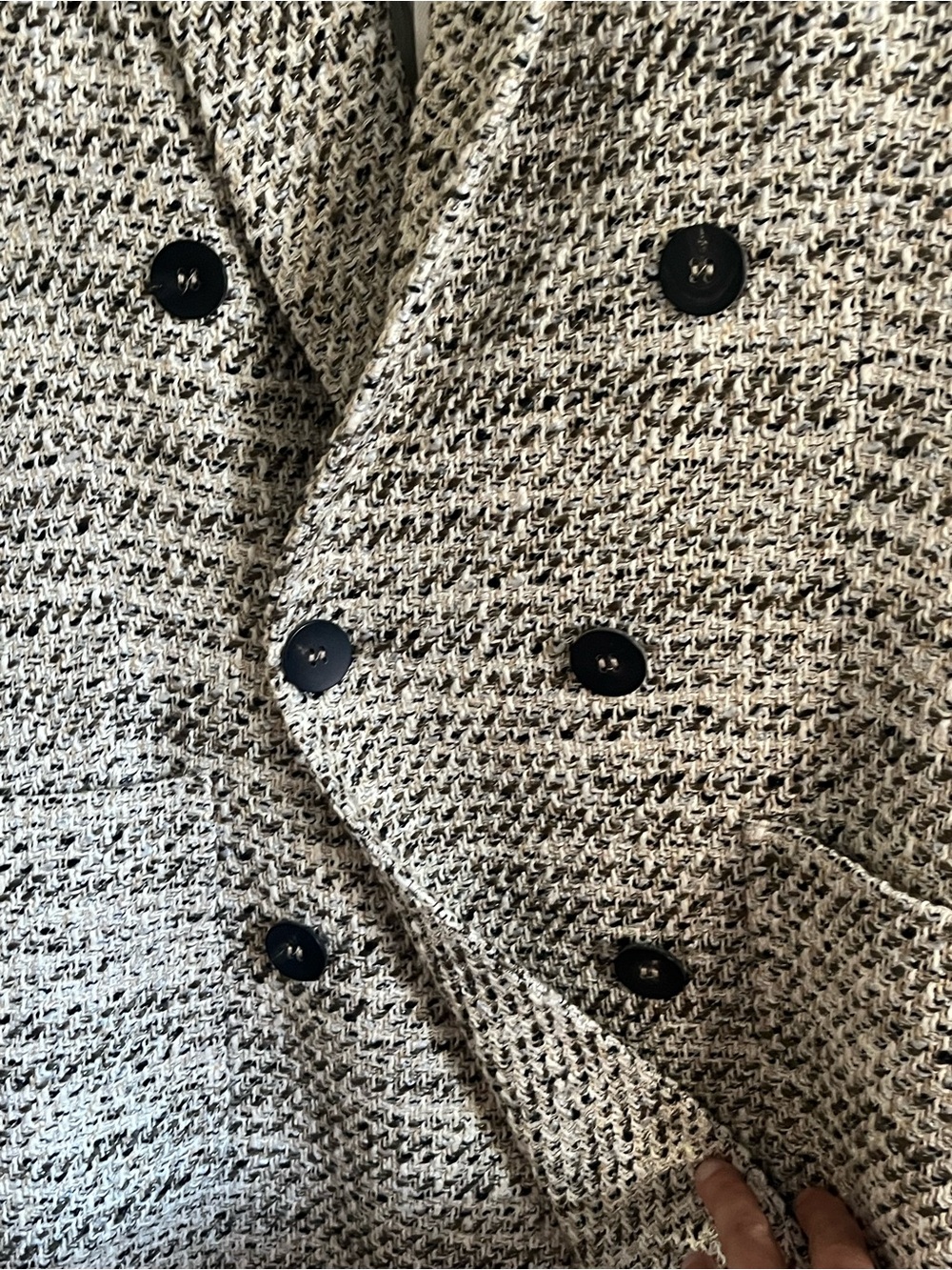 Zara Cream and Black Tweed Jacket- XS ptp 20 inch - Picture 5 of 11